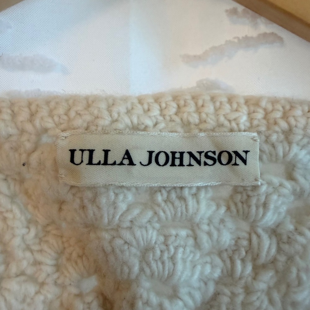 Ulla Johnson Cream 100% Wool Hand Crochet Knit Cropped Vest Top Womens M $495 - Picture 3 of 5